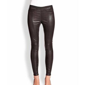 Helmut Lang Lamb Leather Slim Leggings Ankle Zip Pants